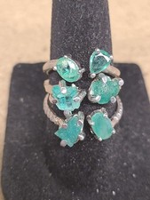925 Emerald Crystal Ring Size 6 96106