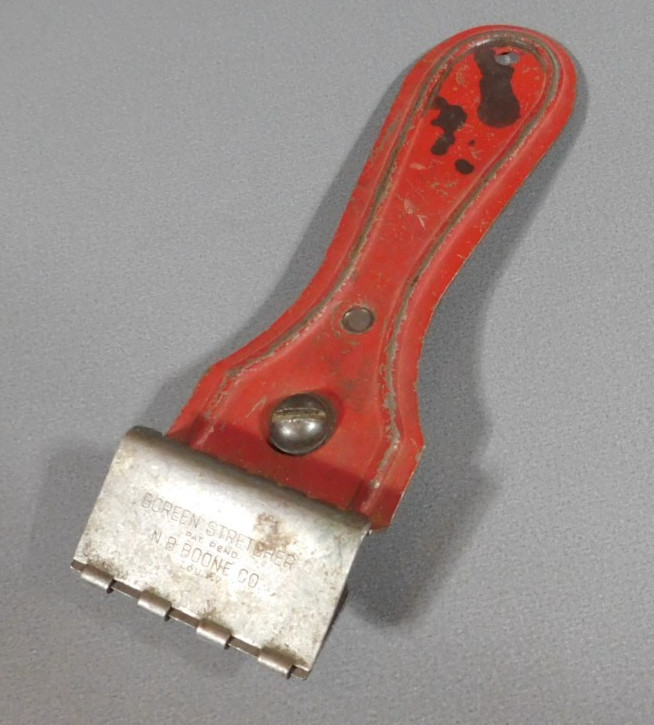 Vintage N. B. Boone Co. Lou, KY - Window Screen Stretcher Tool - Red - All Metal