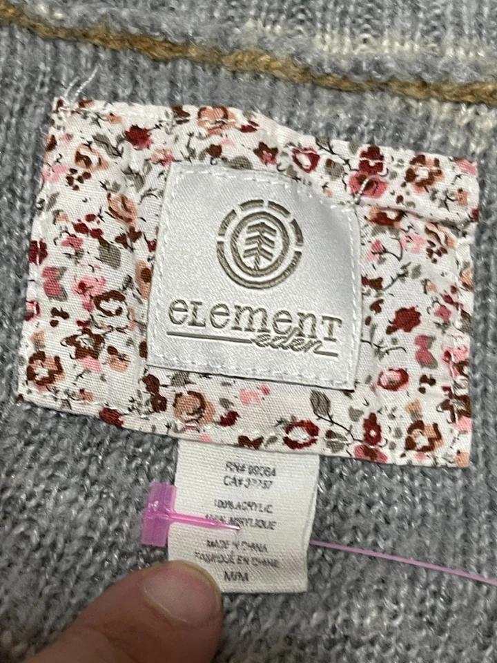 Element Sweater, Women's Size Medium, Brown White Grey Cardigan Long Sleeve - Image 3 of 4