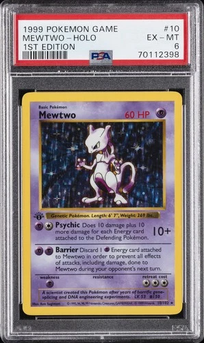 1999 POKEMON BASE SET 1ST EDITION #10 MEWTWO-HOLO PSA 6
