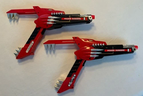 Two Vintage 1991 Power Rangers Red Blade Blaster Guns 1 Works Fully 1 Partially
