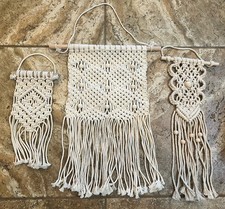 Set Of 3 Macrame Wall Hanging Cream  Off-White Color Boho Style
