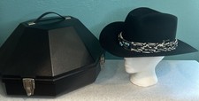Vtg John B Stetson 3X Beaver XXX Cowboy Hat JBS Pin Black 7 3/8 San Angelo Texas