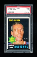1970 OPC HOCKEY 244 ED GIACOMIN PSA 7 NEAR MINT RANGERS GOALIE