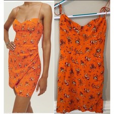 Reformation Saoirse Orange Floral Sweetheart Faux Wrap Dress Size 2 Summer