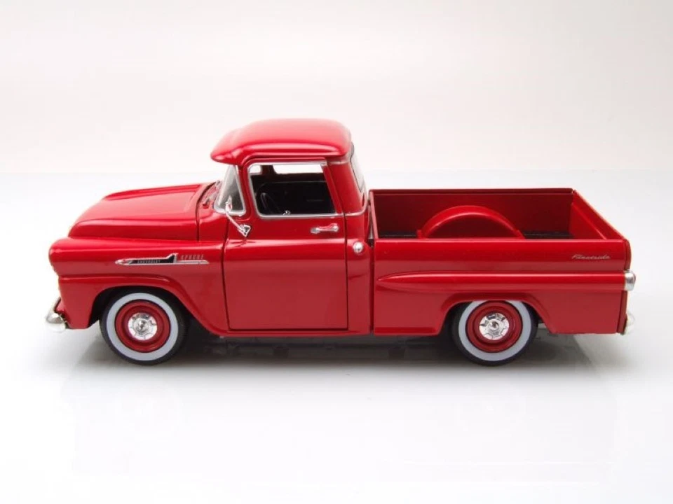 Chevrolet Apache Fleetside Pick Up 1958 Rosso Modellino Auto 1:24 MotorMax - Immagine 3 di 4