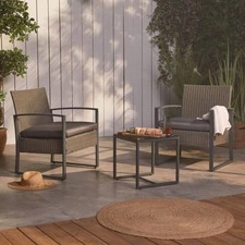 Kuta 2-Seater Rattan Bistro Set Grey Outdoor Chairs And Table