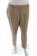 Theory Womens Solid Virgin Wool Mid-Rise Tappered Pants Trousers Beige Size 6