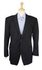 Ermenegildo Zegna Solid Black 2-Btn Wool Blazer Jacket 42R
