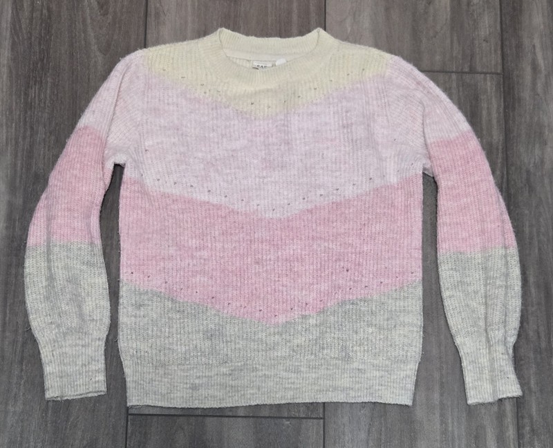 Gap Kids Girl's Pastel Colorblock Pullover Sweater - Pink/Gray/Cream - Size S