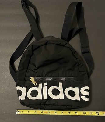 adidas Small Black Canvas Mini Backpack Zip Closure Adjustable Straps