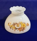 Vintage White Milk Glass Lamp Shade Autumn Flower Daisy 8" Ruffle Scallop Retro!