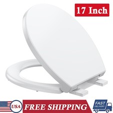 17 Inch Round Toilet Seat White Toilet Seat with Quick-Release Soft Close Lid