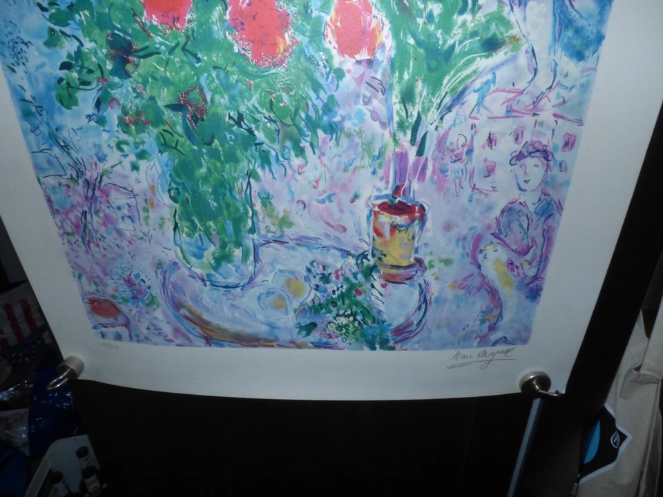 Red Bouquet w. Lovers Roter Blumenstrauß m. Liebenden Chagall 24/500 - Bild 3 von 4