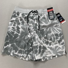 NWT Speedo Mens Large Board Shorts White/Gray UPF 50 4-Way Stretch A577813134