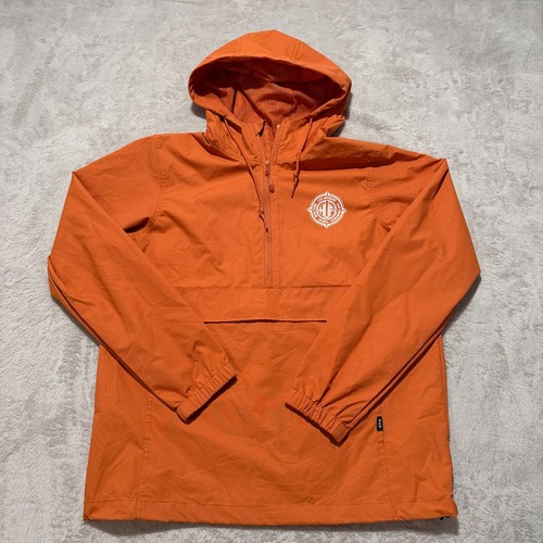 HUF Coordinates Anorak Jacket Mens Small Orange Hooded Windproof Water Resistant