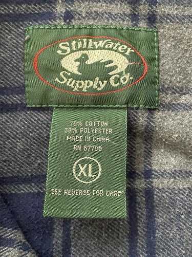 Camisa Top Stillwater Supply Co Franela Para Hombres Con Botones Talla XL Azul A Cuadros - Imagen 3 de 5