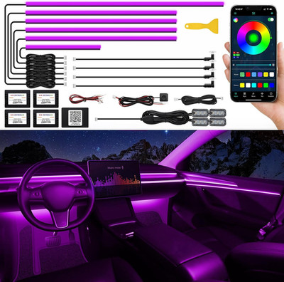 Acrylic Interior LED Strip Light for Car with Wireless APP, RGB 14 in 1 with 175