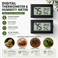Digital Reptile Thermometer Hygrometer 2 Pack LCD Humidity Gauge Terrarium