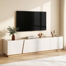 Artiss 180cm TV Unit Storage Cabinet White & Pine 4 Doors Soft Close