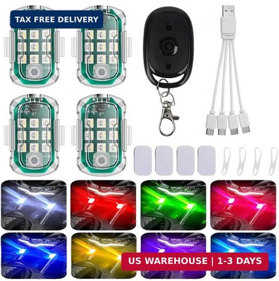 4 Pack Wireless LED Strobe Lights with Remote Control, 9 LEDs, 8 Colors High Bri