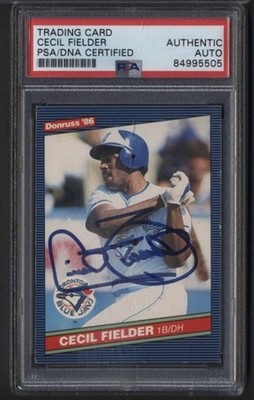 Cecil Fielder Auto 1986 Donruss Rookie Card #512 RC Signed Autograph PSA/DNA Cer
