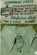 vtg KMART dress shirt dagger collar tapered fit permanent press no iron mens LG
