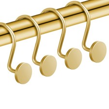 12 PCS Gold Shower Curtain Hooks Rustproof Metal Rings Heavy Duty Round