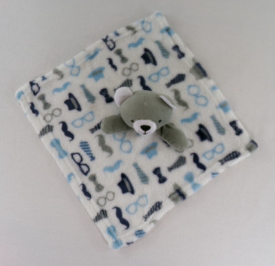 Le Bebe Favorite Gray Bear Security Blanket Baby Plush Mustache Glasses