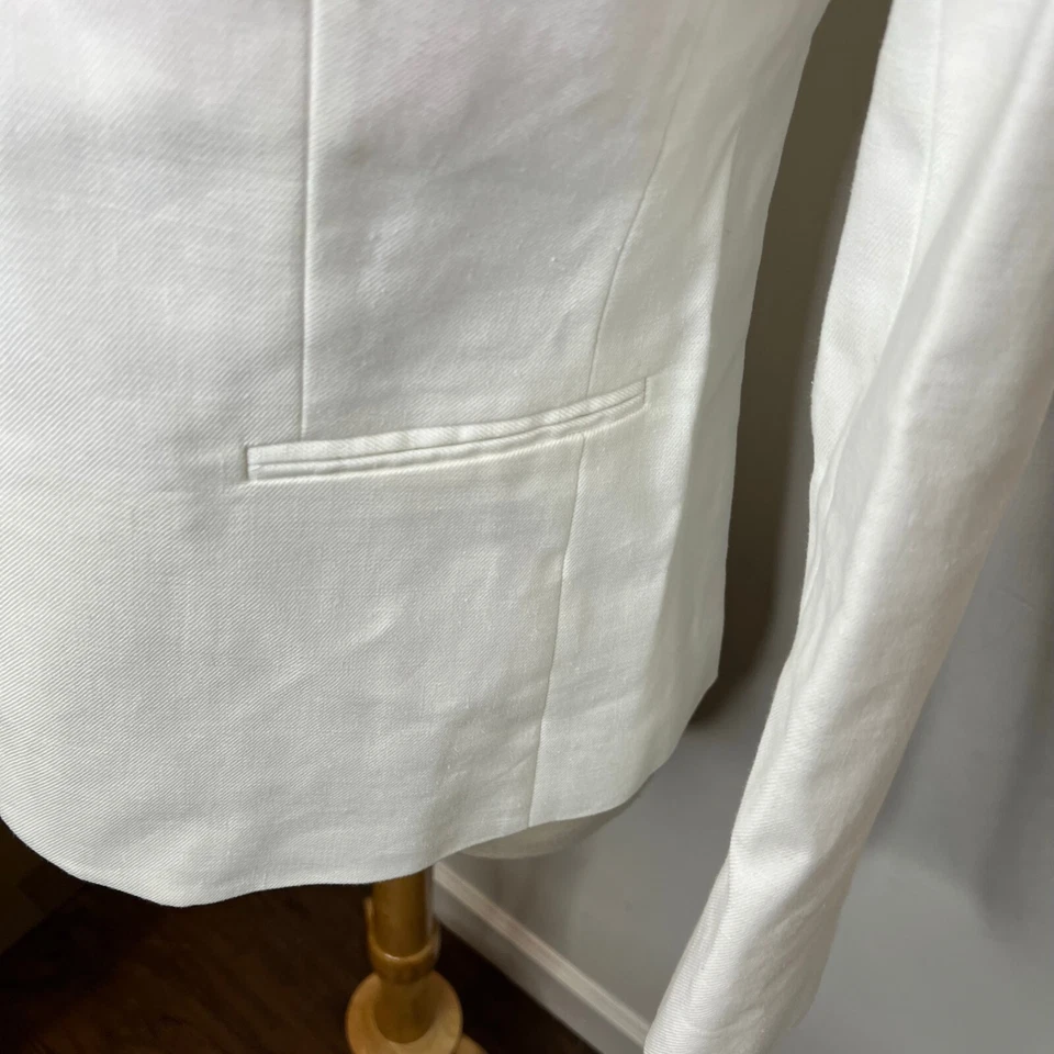 J.Crew $198 Parke Blazer Stretch Linen Blend White Size 4 BF427 - Image 4 of 4