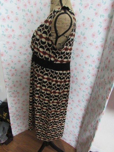 TIANA B, WOMEN'S BROWN/BLACK POLY SLEEVELESS GEOMETRIC CAREER DRESS, SIZE M - Picture 4 of 6