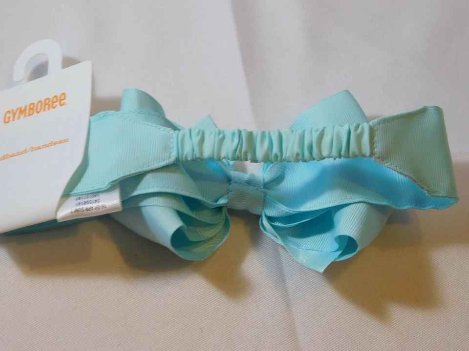 Diadema para el cabello de niñas Gymboree 16GY AprSum1 Aqua con lazo nueva con etiquetas -- Foto 3 de 4