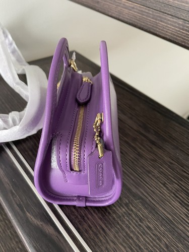 Coach Limited Edition Mini Half Moon Bag Style NO. 875 Bright Violet Leather - Picture 8 of 9