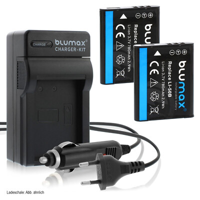 2x Akku + Lader für Olympus Li-50B , SZ-14, SZ-15, SZ-16, SZ-31MR 780 mAh