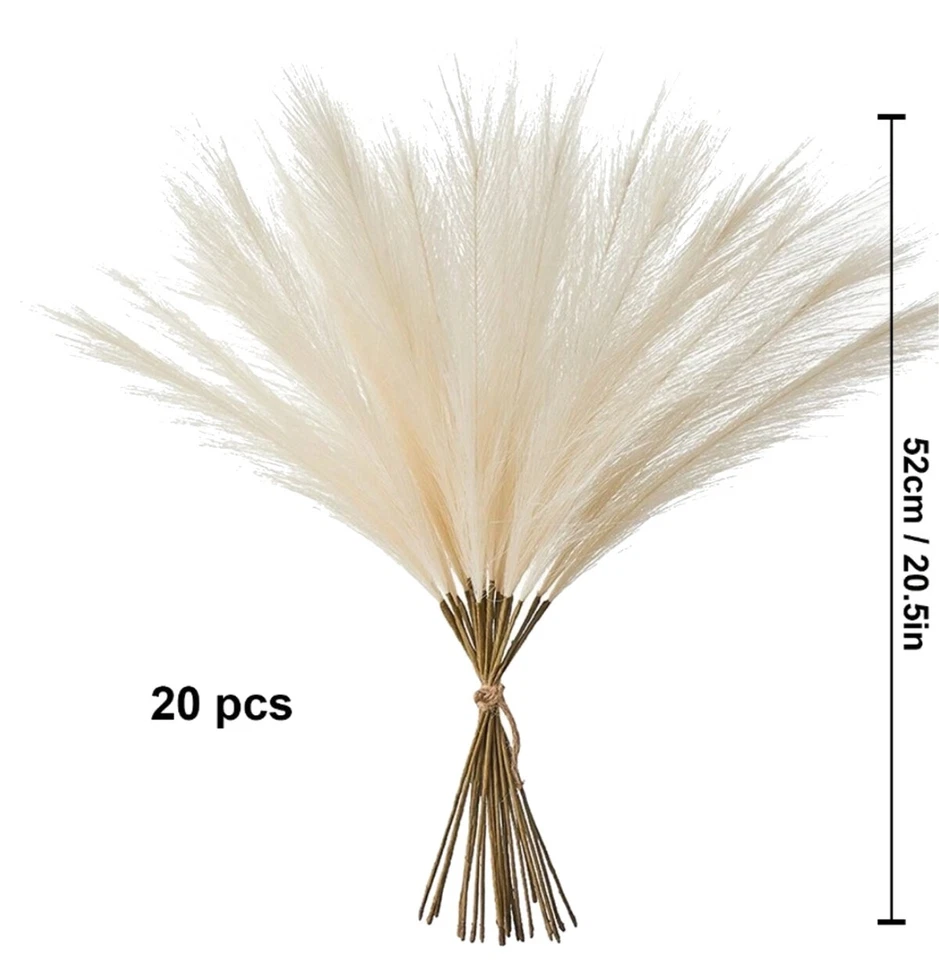 Herbe de pampa artificielle 20 pièces roseaux décoratifs beige - Photo 3/4