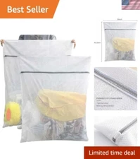 Multi-Purpose 2 Pack Extra Large Laundry Bags - Honeycomb Mesh & Zipper Closure