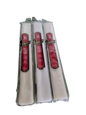 Regency Cross Stitch Aida Cloth Lot Of 3 15x18 Fabric 14 Ct Each New White...