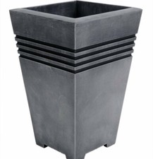 3x Blumenkübel / Pflanzentopf "Milano" Quadratisch, Hoch, 30 x 30 x 45 cm - grau