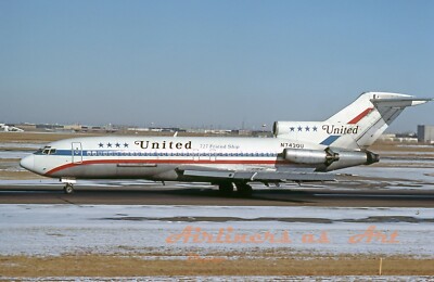 United Airlines Boeing 727-22C N7430U at ORD in January 1978 8"x12 ...