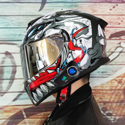 Dot Approved Motorcycle Built-in Bluetooth Helmet Full Face Motorbike Helmets