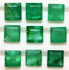 3.21 Cts Zertifiziert Natürlicher Smaragd Quadrat Schliff 4.50 MM Stück 06 Lose