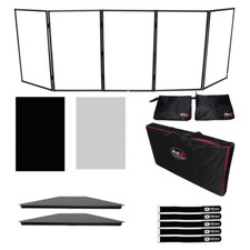 ProX XF-5X3048B Black Aluminum Scrim DJ Facade w Black Shelves  Bag