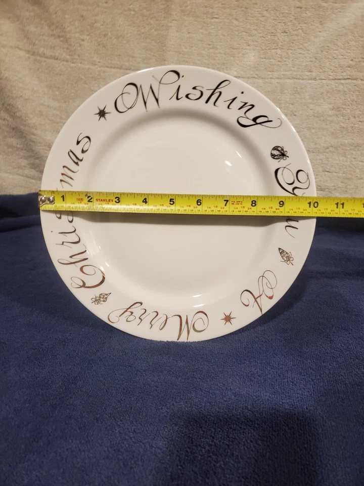 Juego de 11 platos de cena Wishing You A Merry Christmas Rosanna Target dorado blanco Foto 2 de 4