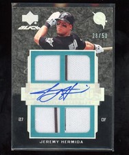 2007 UD Upper Deck Black Jeremy Hermida Quad Patch AUTO #d 28/50 Marlins