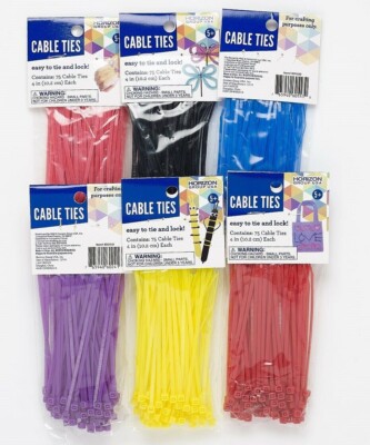 450 Cable Ties Zip Tie 4 Inch 4'' Mix (6 Different Colors) Nylon Craft Home Shop
