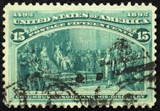 U.S. Used Stamp Scott #238 15c Columbian, XF. CDS Cancel Clear of Design. Gem!