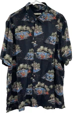 Batik Bay Shirt Hawaiian Aloha Rayon Size XL Sail Boats Palm Trees Lobsters