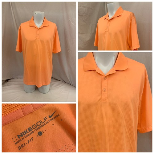 Nike Golf Shirt L Orange Polo Short 
