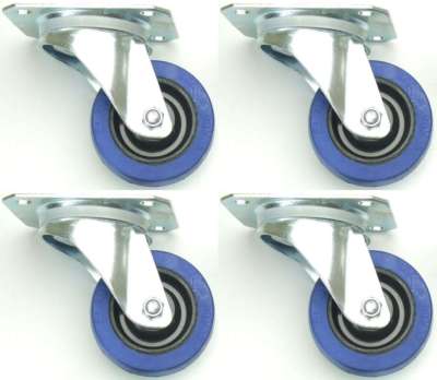 4x SL 80 mm Blue Wheel Rollen Lenkrollen Transportrollen Schwerlastrollen Wheels