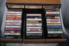 LOT OF 33 MIXED CASSETTE'S WITH STORAGE HOLDER DRAWER